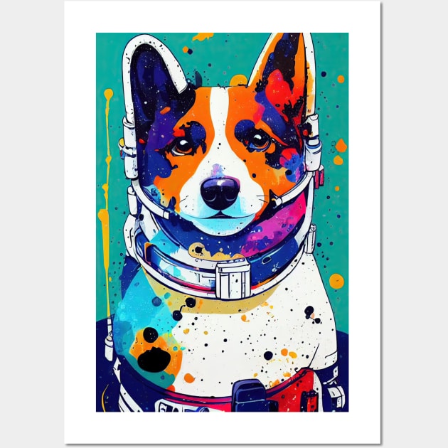 Astronaut corgi portrait Wall Art by etherElric